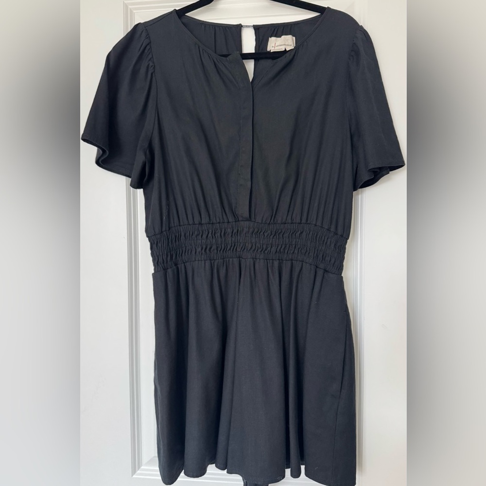 Anthropologie Charcoal Puff Sleeve Jumpsuit